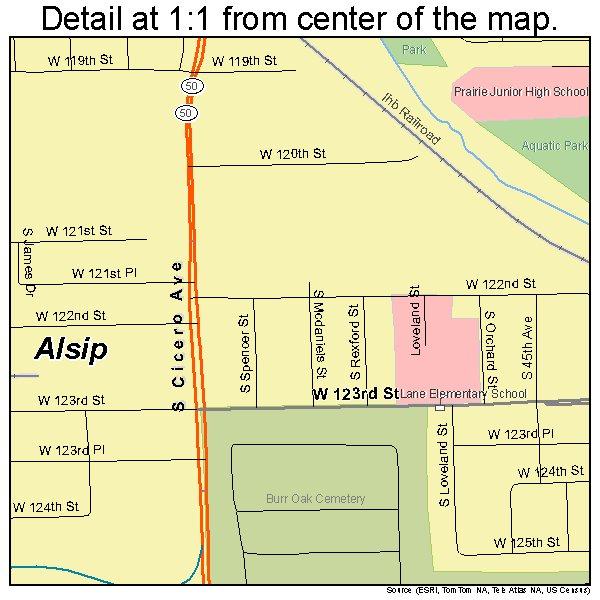 Alsip, Illinois road map detail