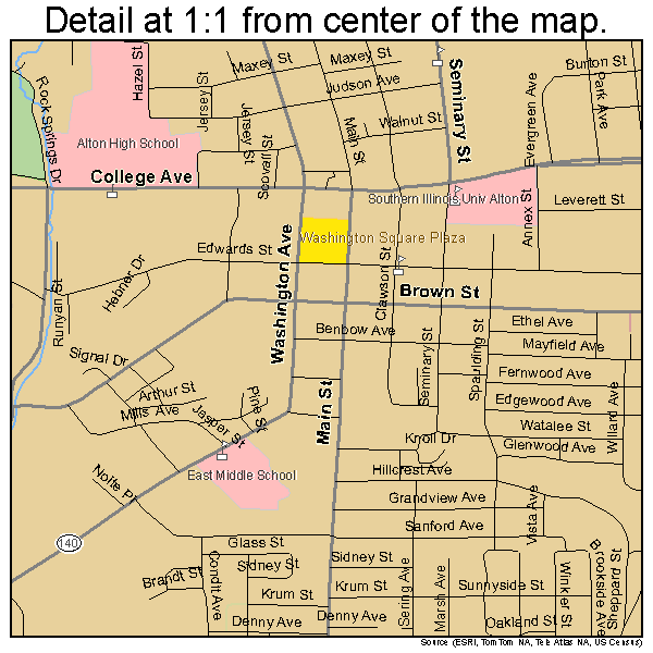 Alton, Illinois road map detail