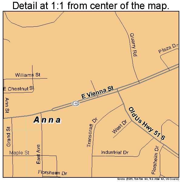 Anna, Illinois road map detail
