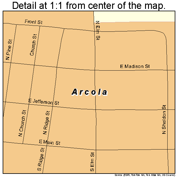 Arcola, Illinois road map detail