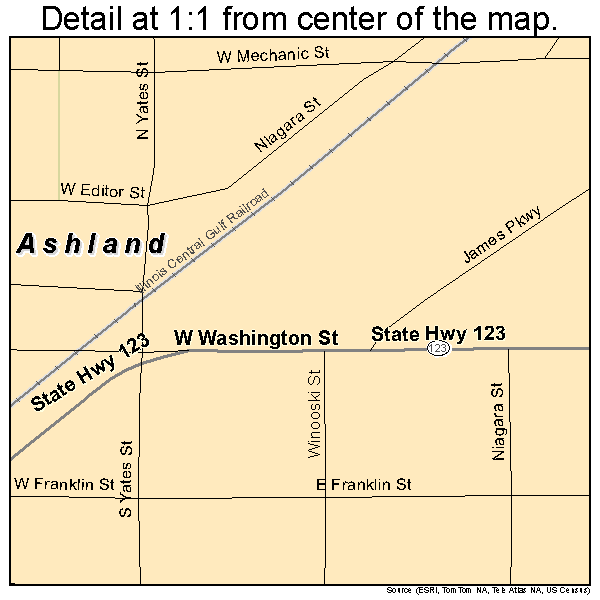 Ashland, Illinois road map detail