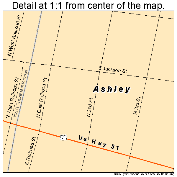 Ashley, Illinois road map detail