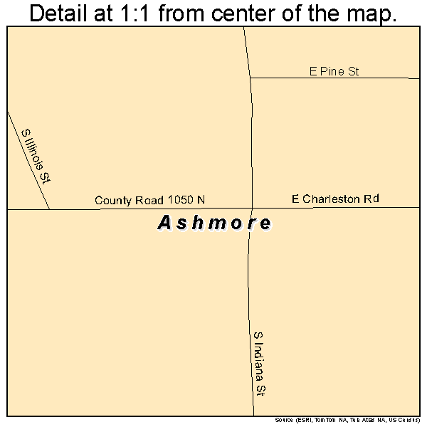 Ashmore, Illinois road map detail