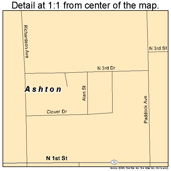 Ashton, Illinois road map detail