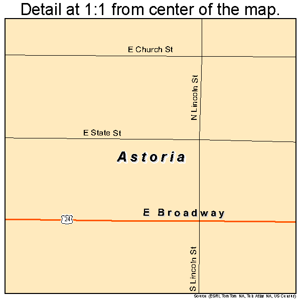 Astoria, Illinois road map detail