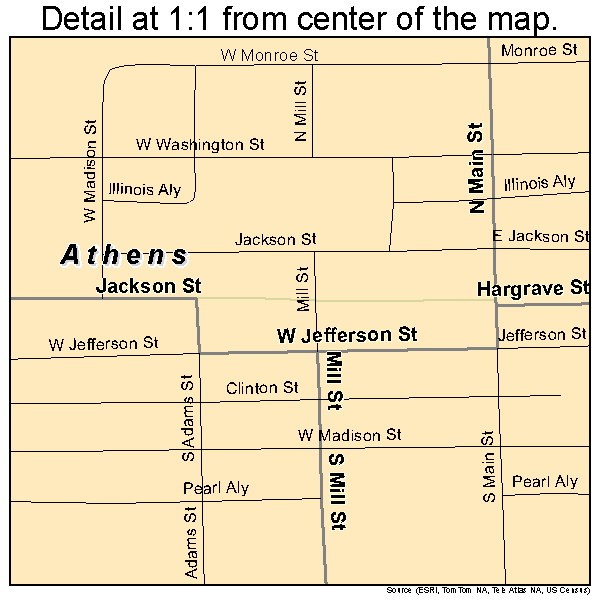 Athens, Illinois road map detail
