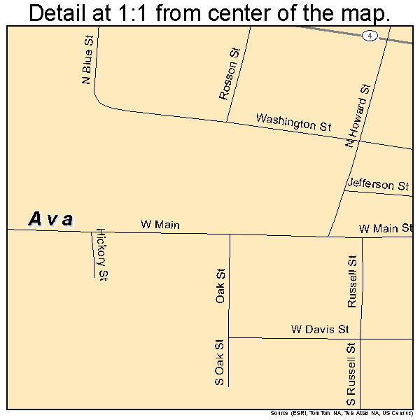 Ava, Illinois road map detail