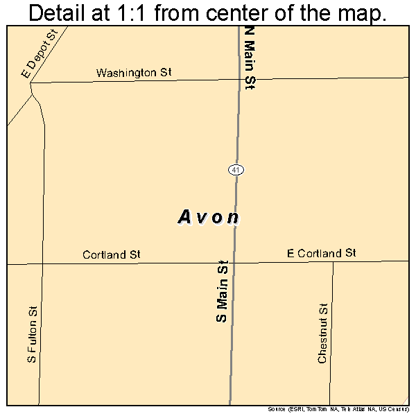 Avon, Illinois road map detail