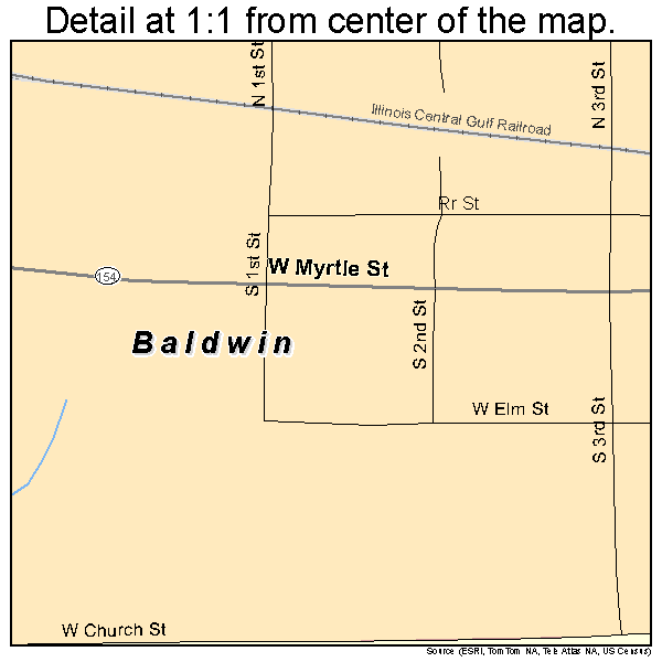 Baldwin, Illinois road map detail