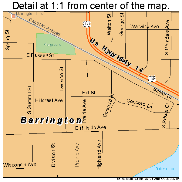 Barrington, Illinois road map detail