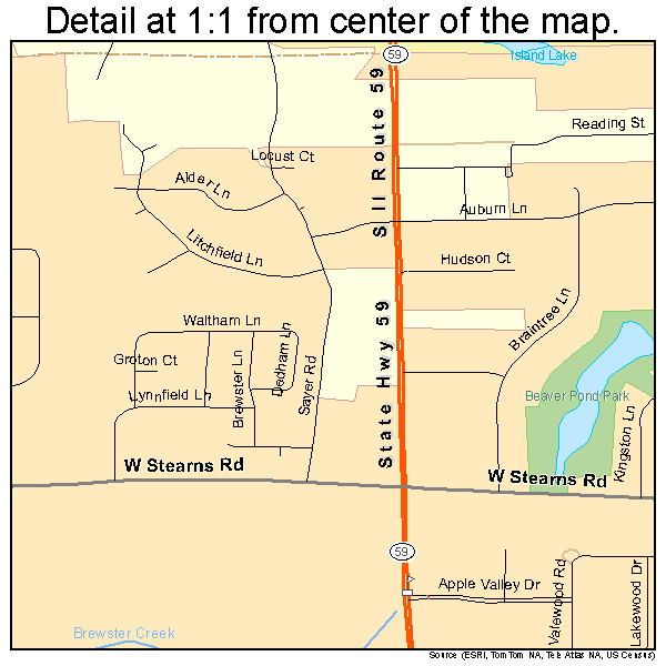 Bartlett, Illinois road map detail