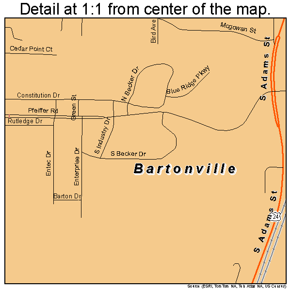 Bartonville, Illinois road map detail