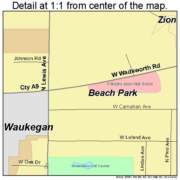 Beach Park, Illinois road map detail