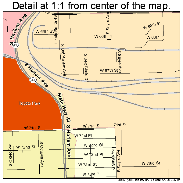 Bedford Park, Illinois road map detail