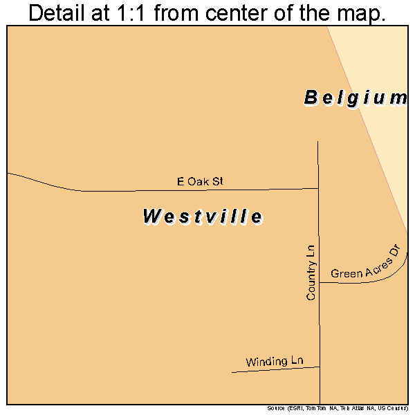 Belgium, Illinois road map detail