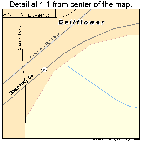 Bellflower, Illinois road map detail