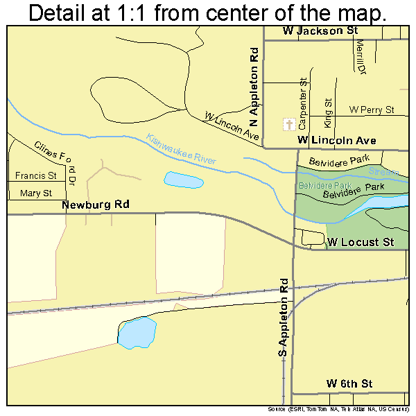 Belvidere, Illinois road map detail