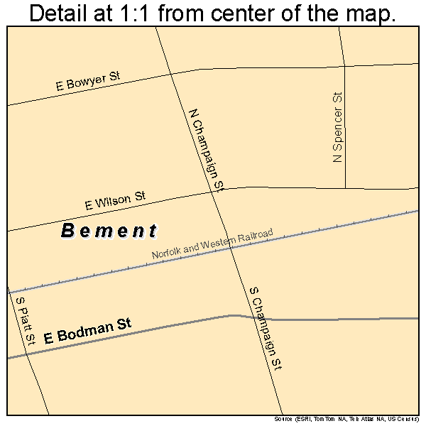 Bement, Illinois road map detail