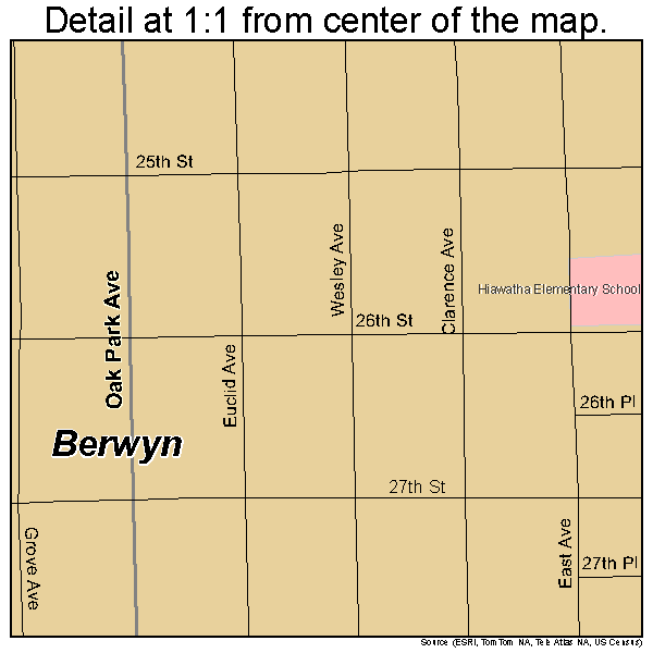 Berwyn, Illinois road map detail