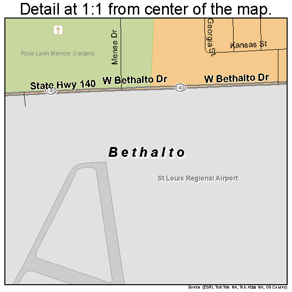 Bethalto, Illinois road map detail