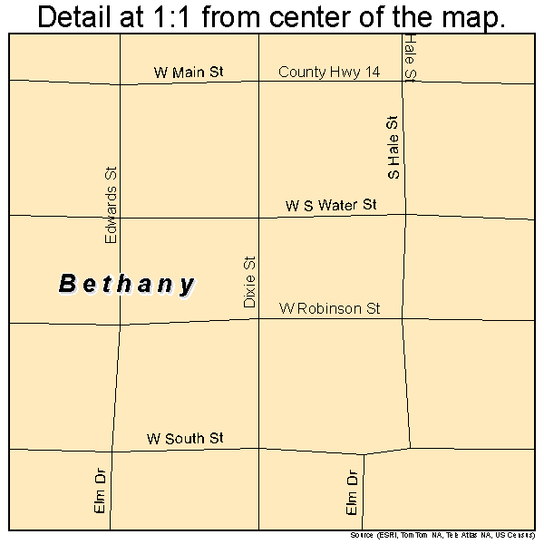 Bethany, Illinois road map detail