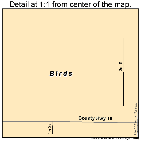 Birds, Illinois road map detail