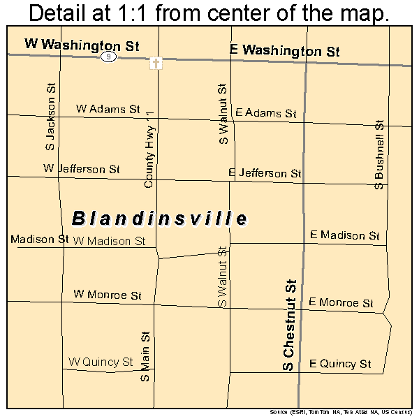 Blandinsville, Illinois road map detail