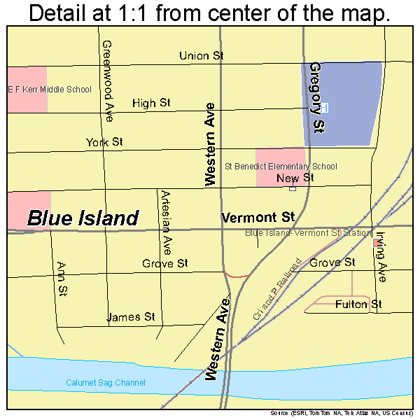Blue Island, Illinois road map detail