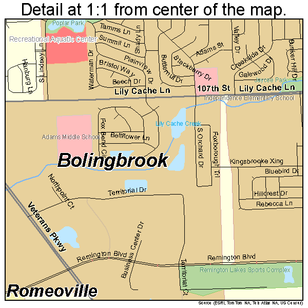 Bolingbrook, Illinois road map detail