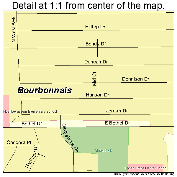 Bourbonnais, Illinois road map detail