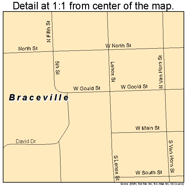 Braceville, Illinois road map detail