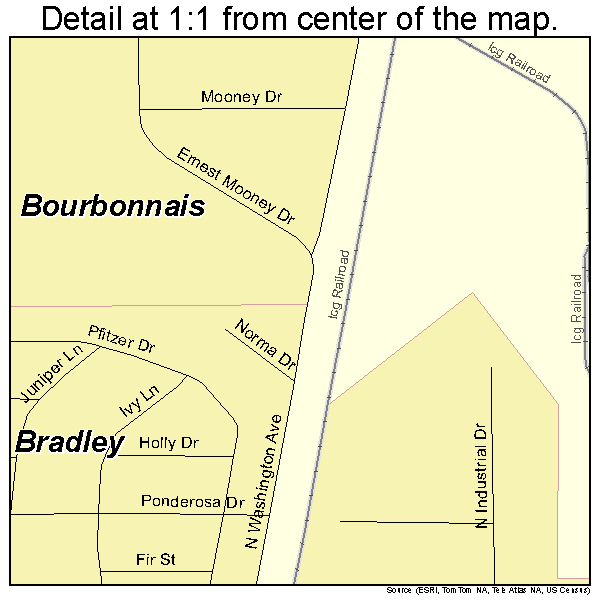 Bradley, Illinois road map detail