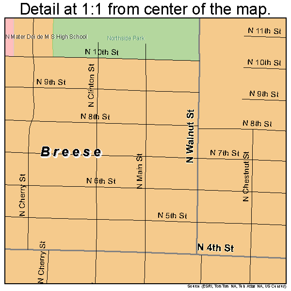 Breese, Illinois road map detail