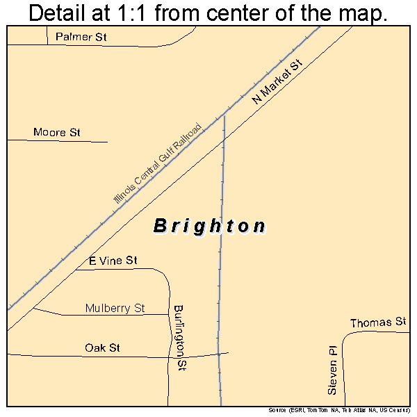Brighton, Illinois road map detail