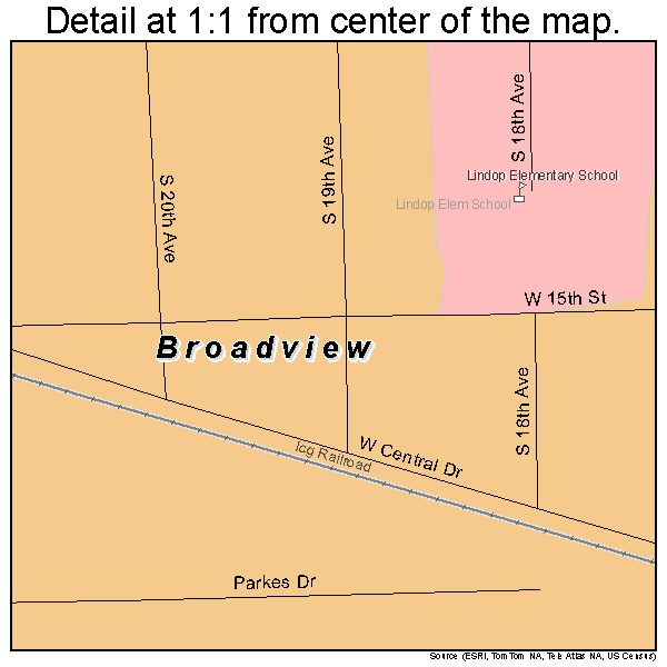 Broadview, Illinois road map detail
