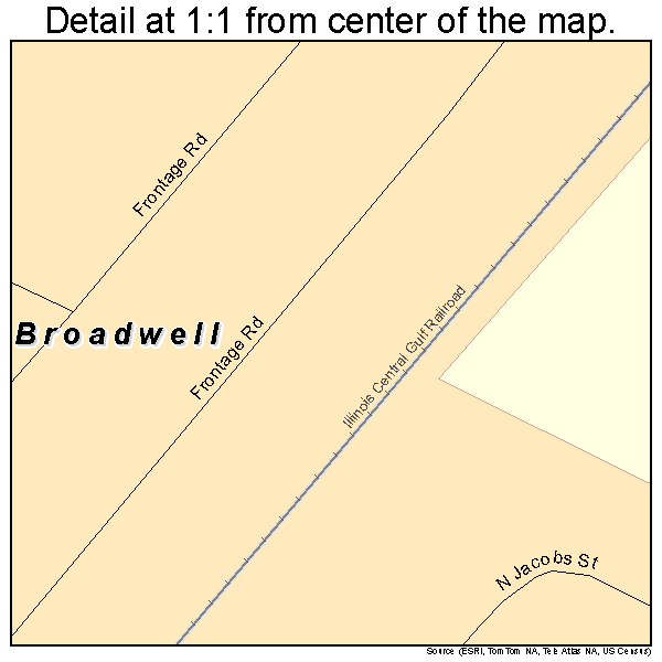 Broadwell, Illinois road map detail