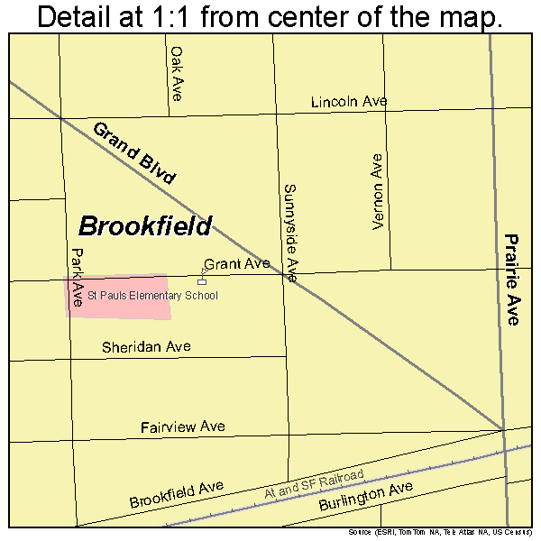 Brookfield, Illinois road map detail