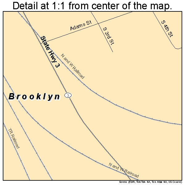 Brooklyn, Illinois road map detail