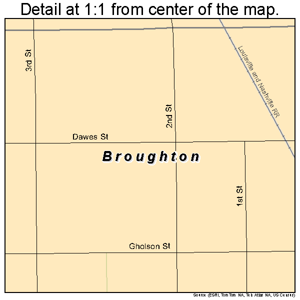 Broughton, Illinois road map detail