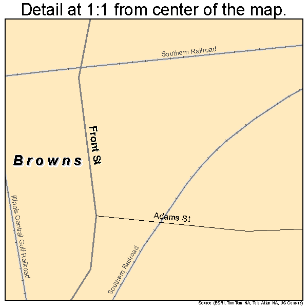 Browns, Illinois road map detail