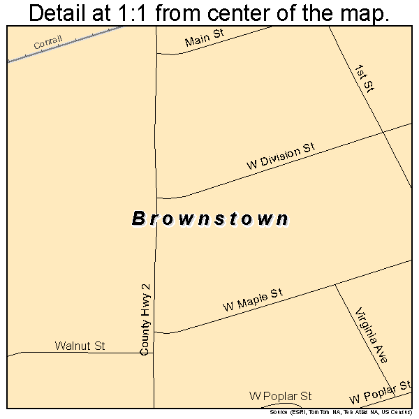 Brownstown, Illinois road map detail