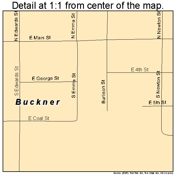 Buckner, Illinois road map detail