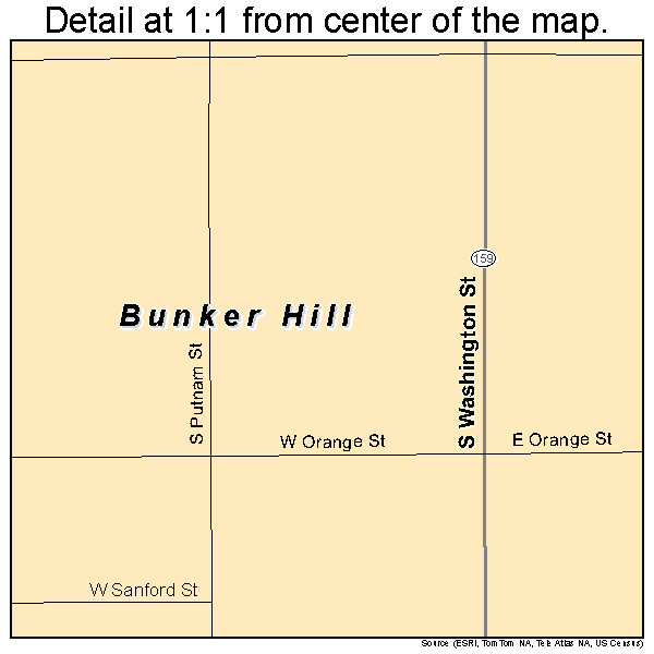 Bunker Hill, Illinois road map detail