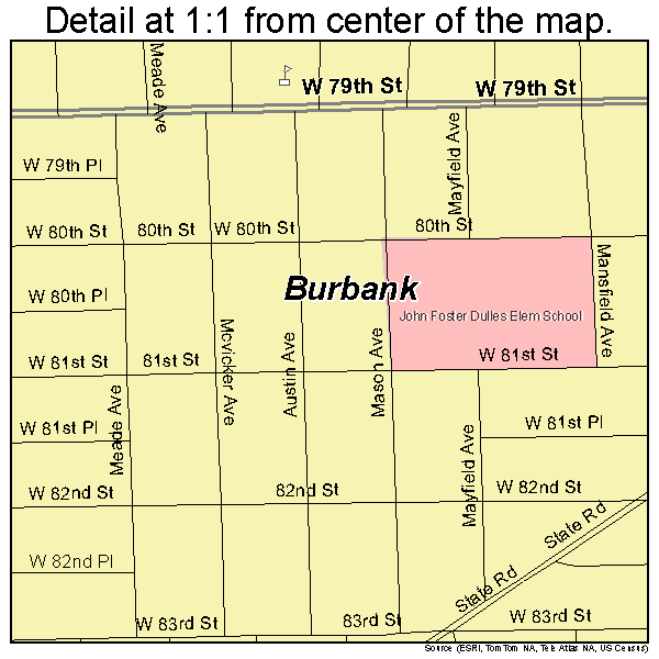 Burbank, Illinois road map detail