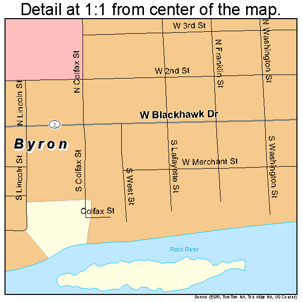 Byron, Illinois road map detail