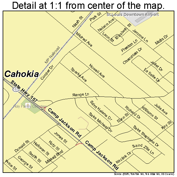 Cahokia, Illinois road map detail