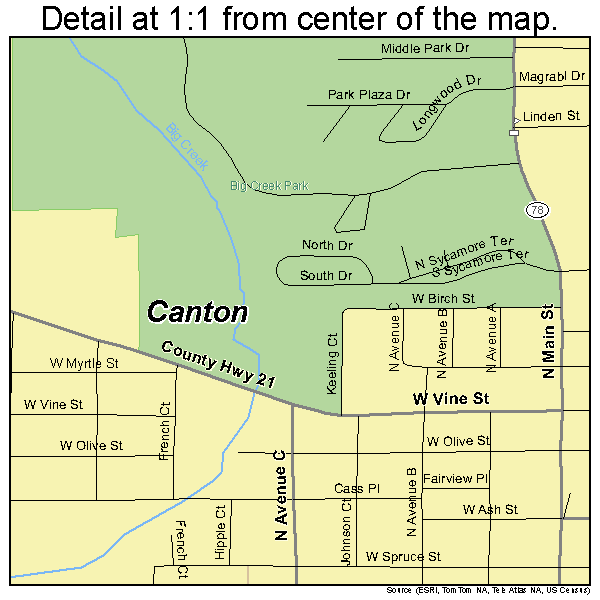 Canton, Illinois road map detail