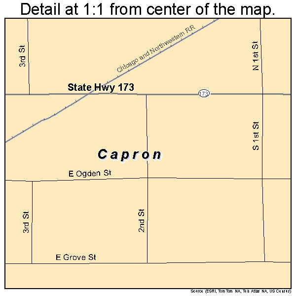 Capron, Illinois road map detail