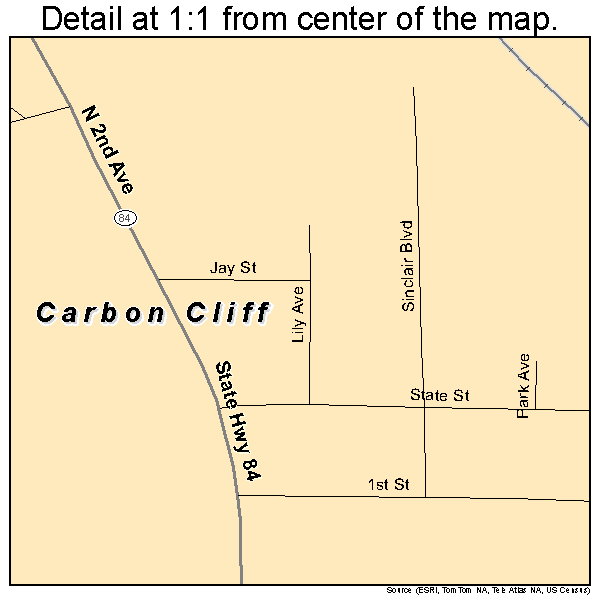 Carbon Cliff, Illinois road map detail