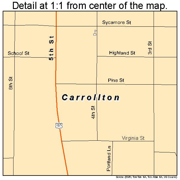 Carrollton, Illinois road map detail